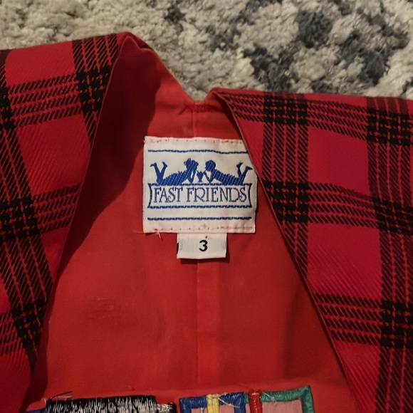 Christmas Plaid Overalls with Embroidery - Picture 4 of 6